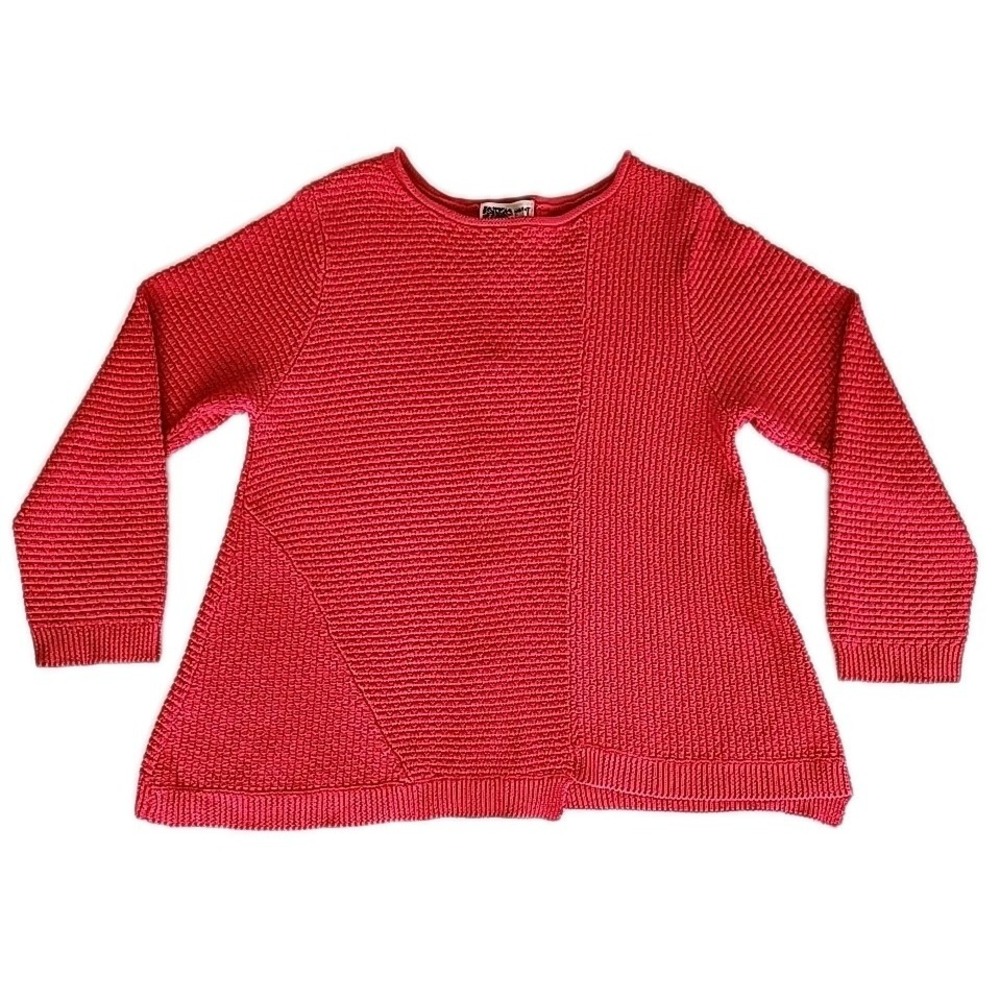 Habitat Sweater Roll Neck Boxy Button Back Textured Swing Tunic Artsy Pink L